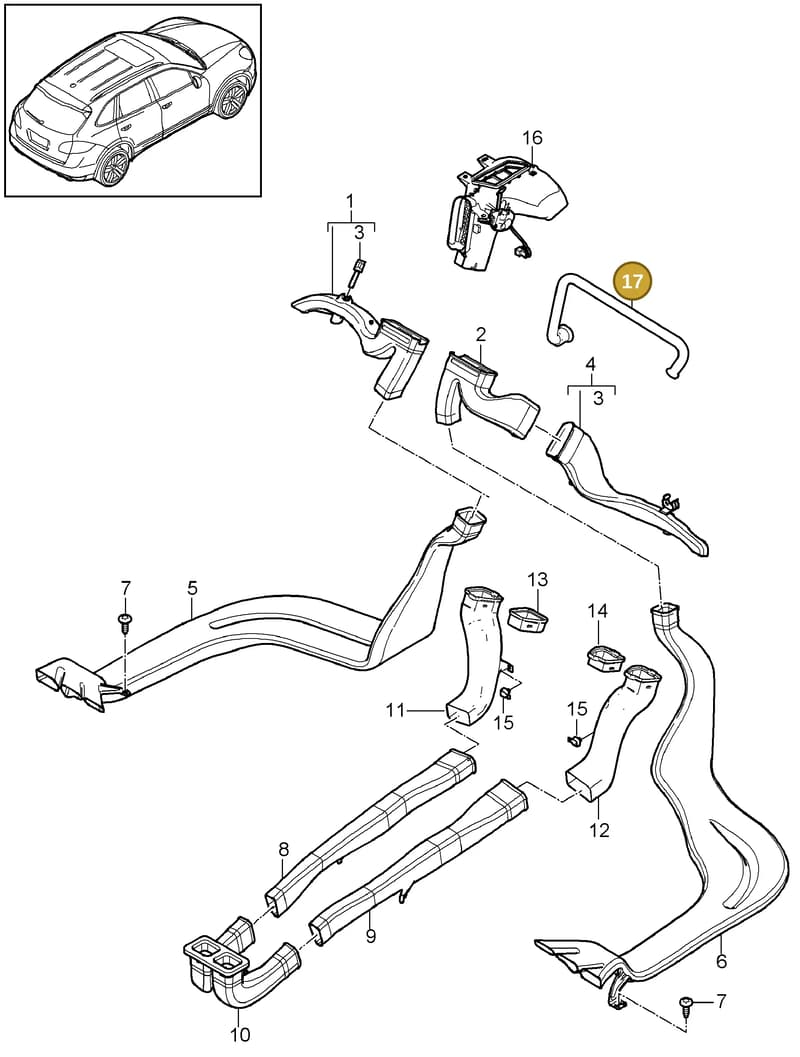 95857390400 — Porsche Cayenne (2010-2018) diagram p37813030, position 17