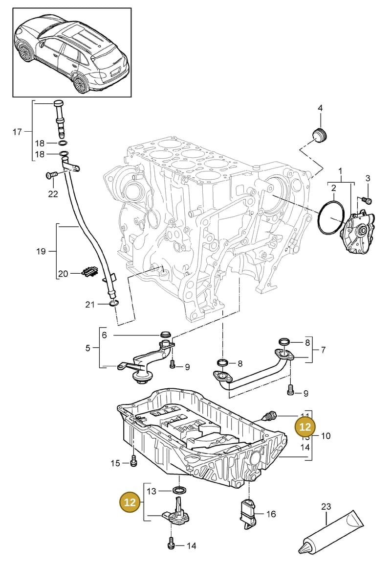 95860616011 — Porsche Cayenne (2010-2018) diagram p37104020, position 12