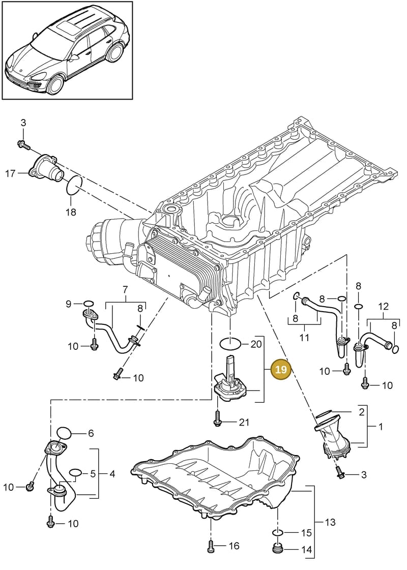 95860616011 — Porsche Cayenne (2010-2018) diagram p37104050, position 19