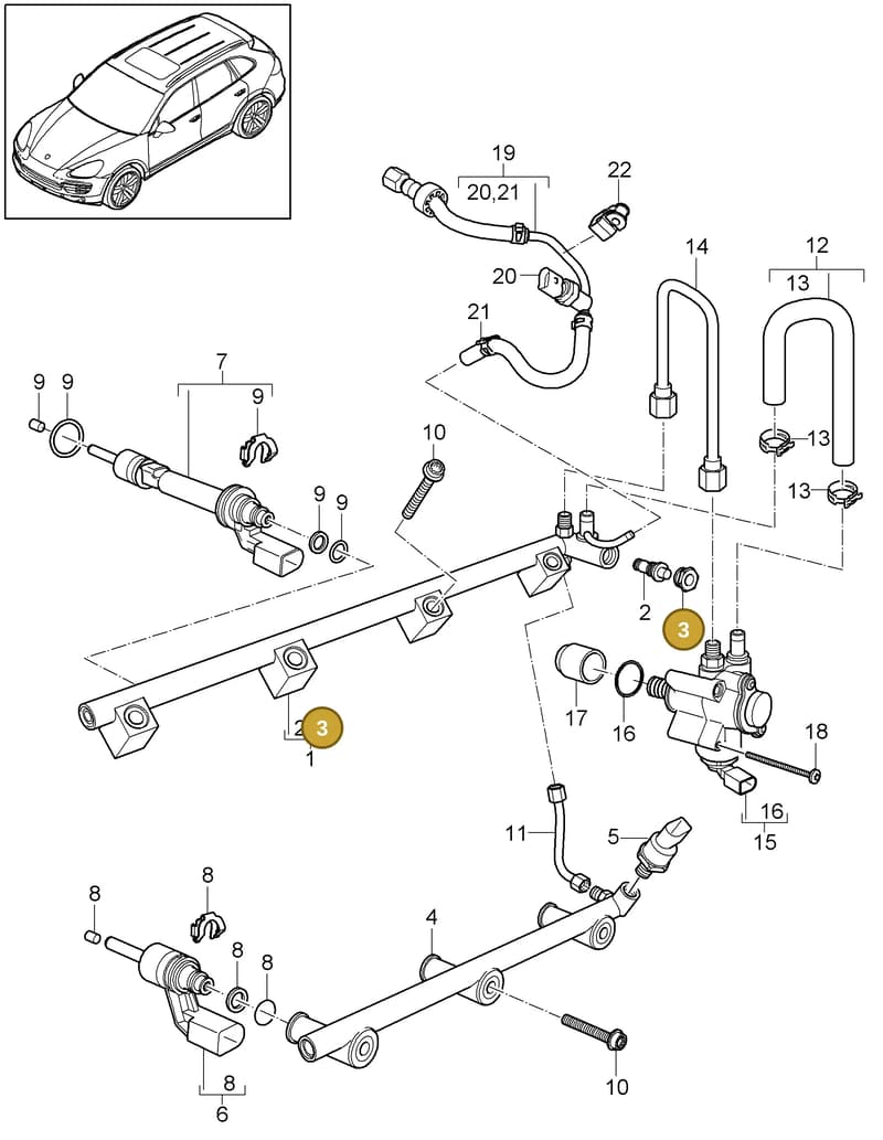 95860623000 — Porsche Cayenne (2010-2018) diagram p37107030, position 3