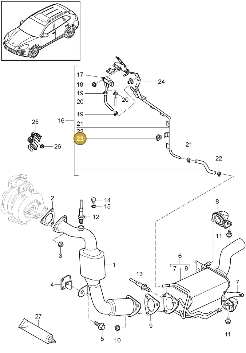 95860626130 — Porsche Cayenne (2010-2018) diagram p37202020, position 23