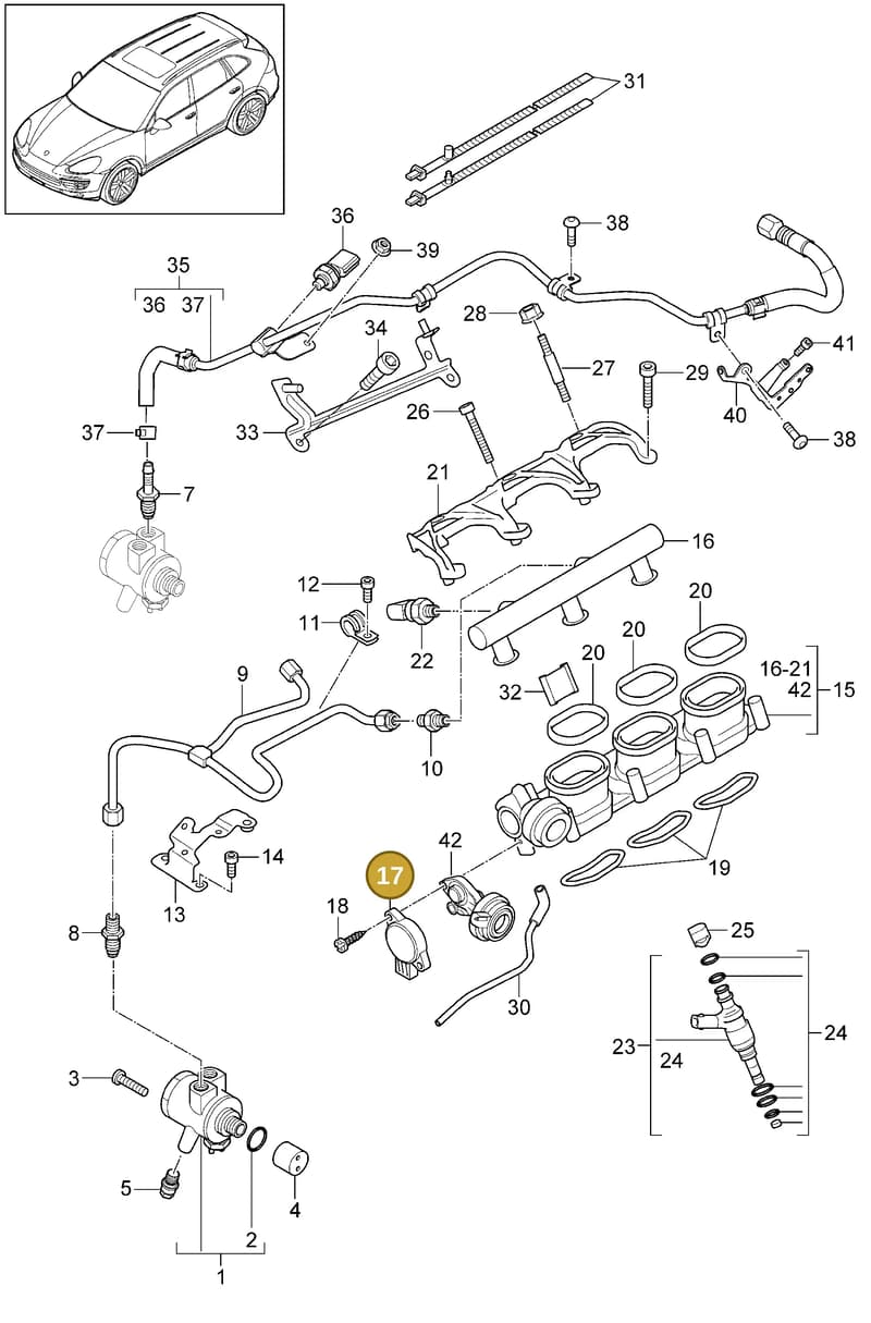 95860638602 — Porsche Cayenne (2010-2018) diagram p37107040, position 17