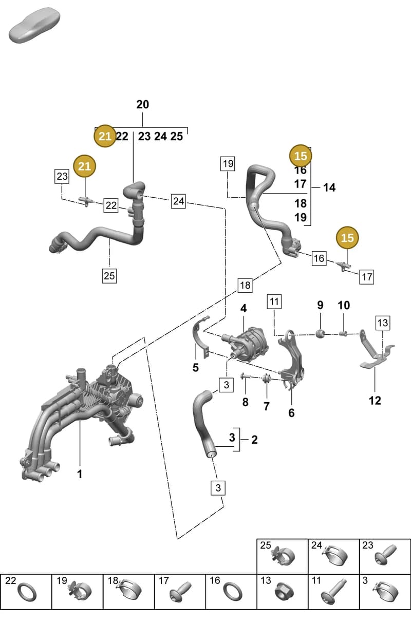 95860662320 — Porsche Macan (2024-2024) diagram p61155020, position 15+21