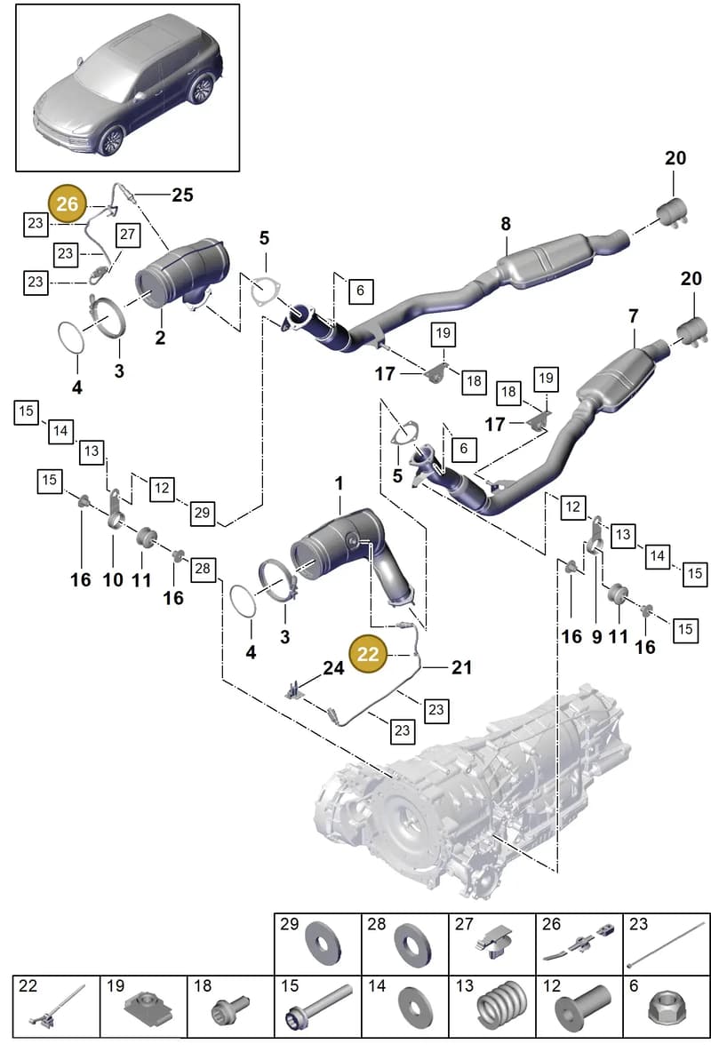 95860683810 — Porsche Cayenne (2017-2023) diagram p51202070, position 22+26