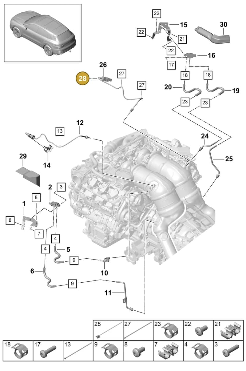 95860683851 — Porsche Cayenne (2017-2023) diagram p51202210, position 28