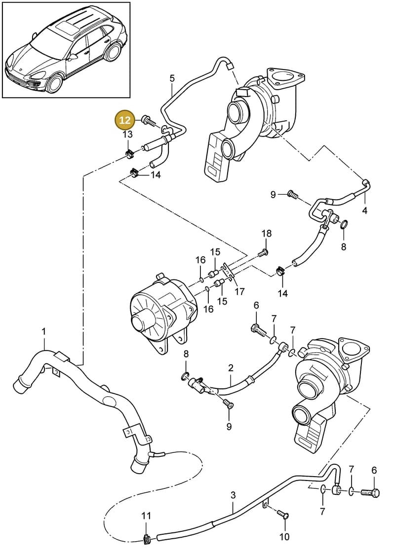 95860684550 — Porsche Cayenne (2010-2018) diagram p37202090, position 12