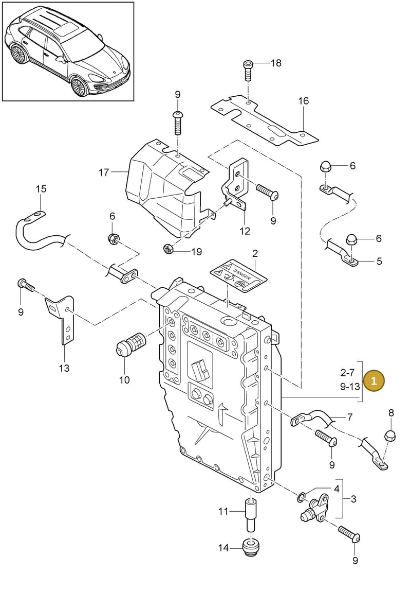 958608070BX — Porsche Cayenne (2010-2018) diagram p37901020, position 1