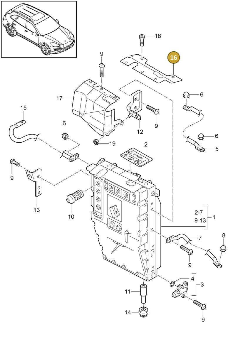 95860823510 — Porsche Cayenne (2010-2018) diagram p37901020, position 16