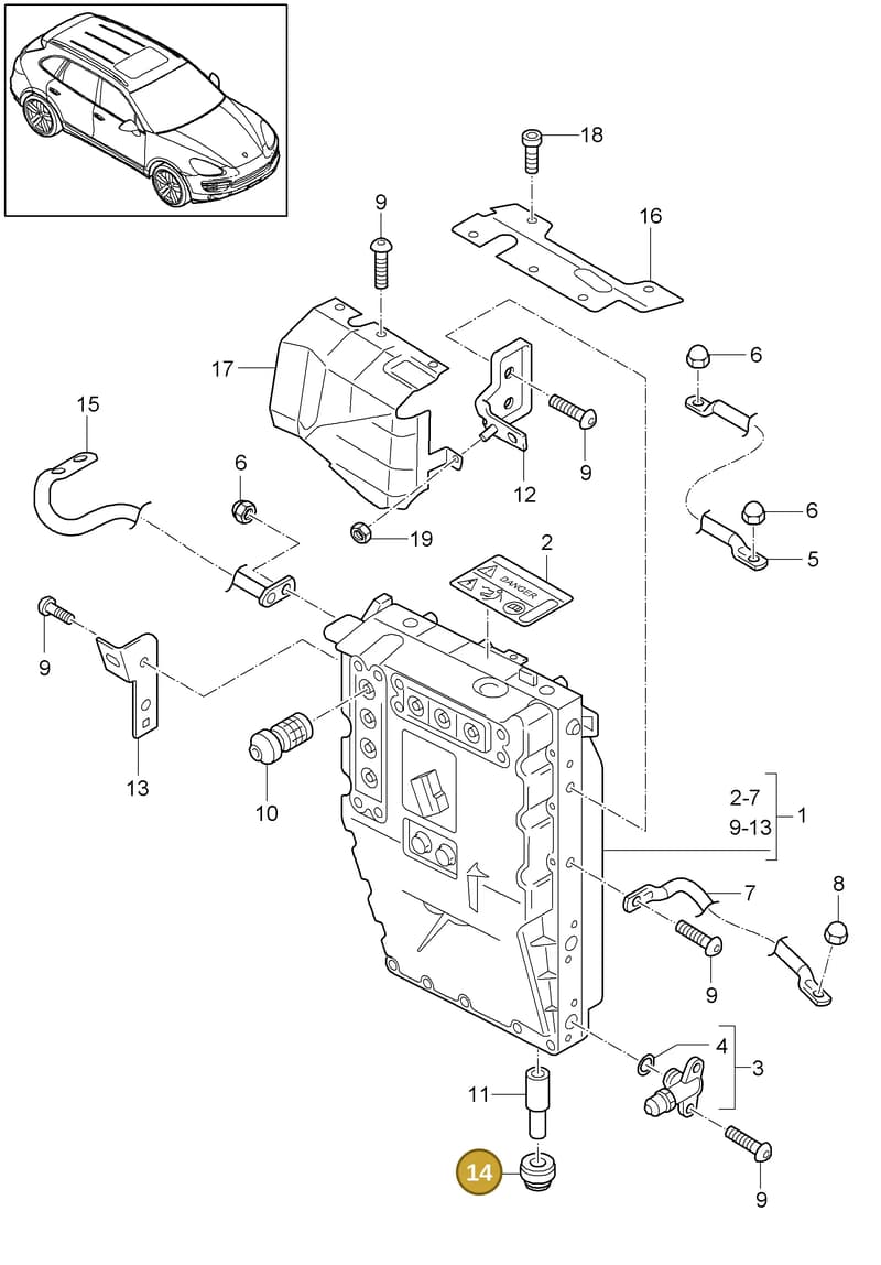 95860823600 — Porsche Cayenne (2010-2018) diagram p37901020, position 14