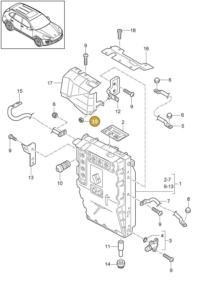 95860883700 — Porsche Cayenne (2010-2018) diagram p37901020, position 19