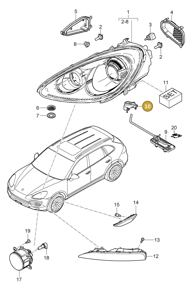 95861838110 — Porsche Cayenne (2010-2018) diagram p37905000, position 10