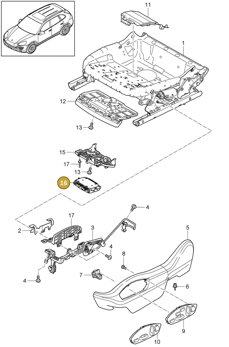 95861876004 — Porsche Cayenne (2010-2018) diagram p37817010, position 16