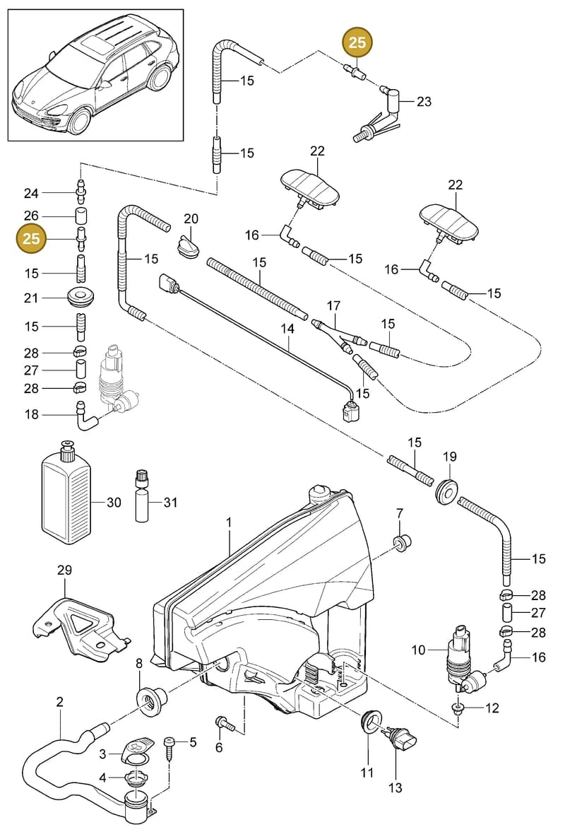 95862822300 — Porsche Cayenne (2010-2018) diagram p37904010, position 25