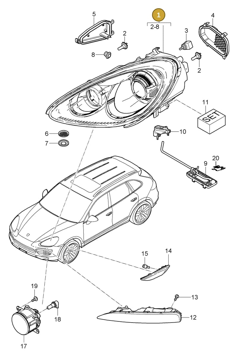 95863106201 — Porsche Cayenne (2010-2018) diagram p37905000, position 1