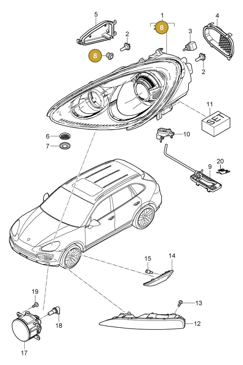 95863107000 — Porsche Cayenne (2010-2018) diagram p37905000, position 8
