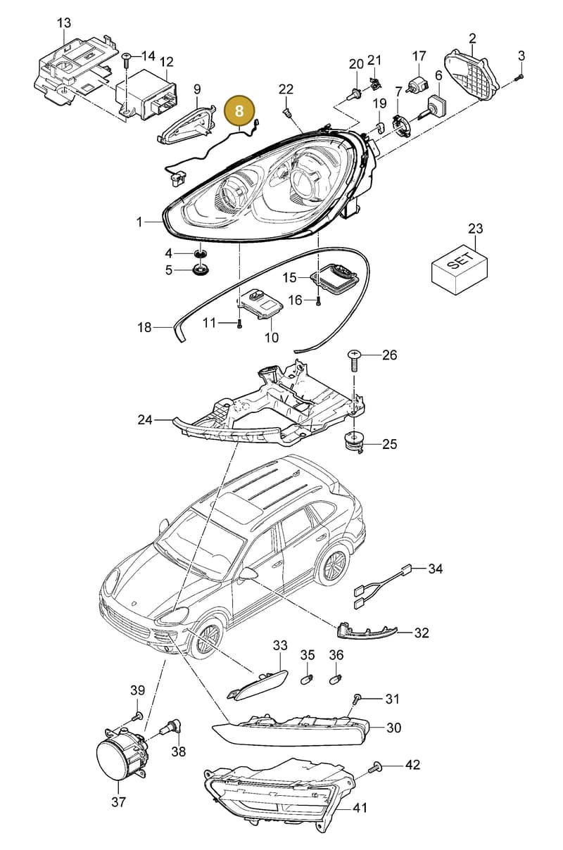 95863107001 — Porsche Cayenne (2010-2018) diagram p37905000, position 8