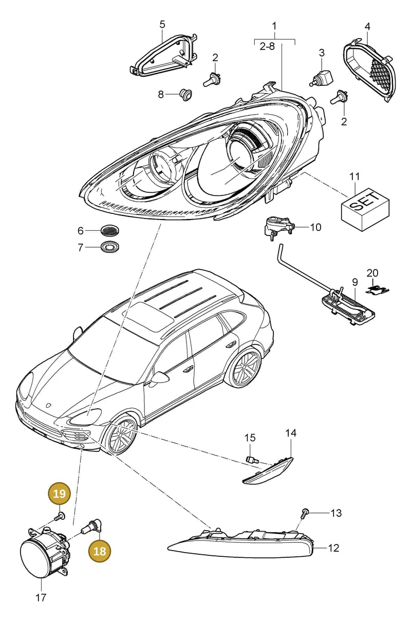 95863107500 — Porsche Cayenne (2010-2018) diagram p37905000, position 18+19