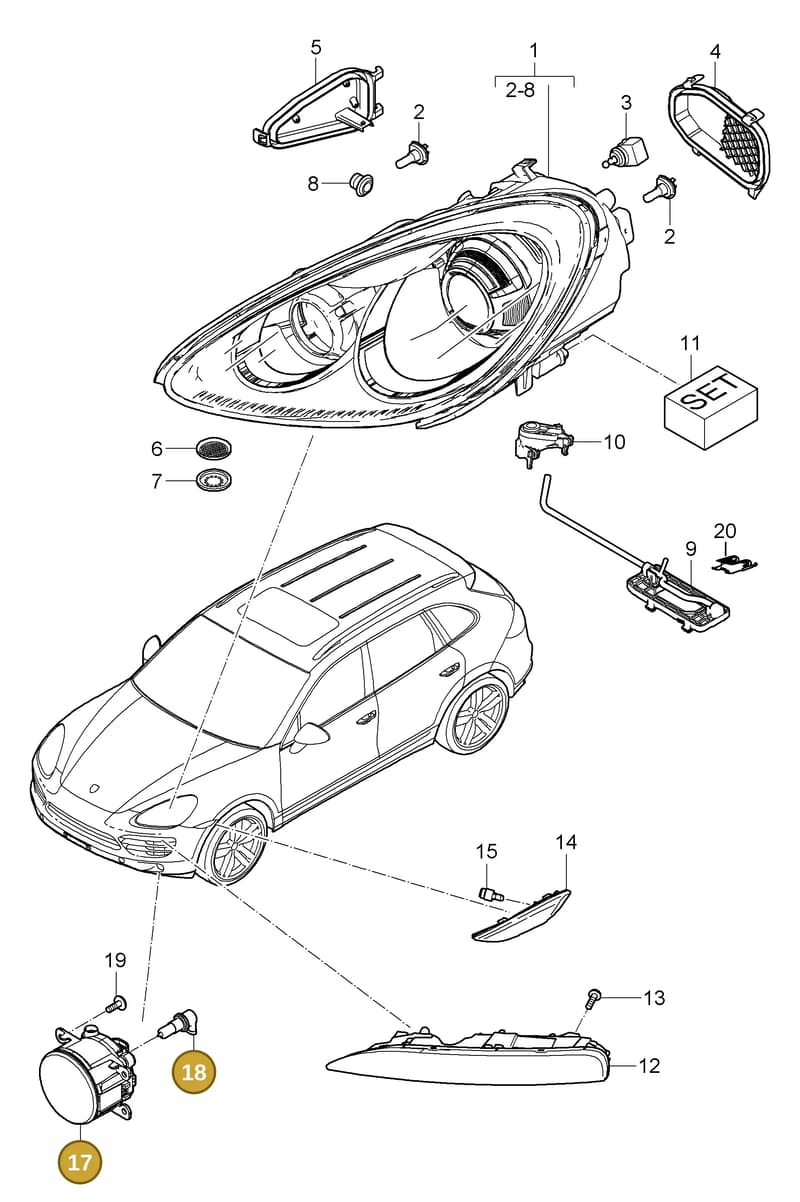 95863111900 — Porsche Cayenne (2010-2018) diagram p37905000, position 17+18