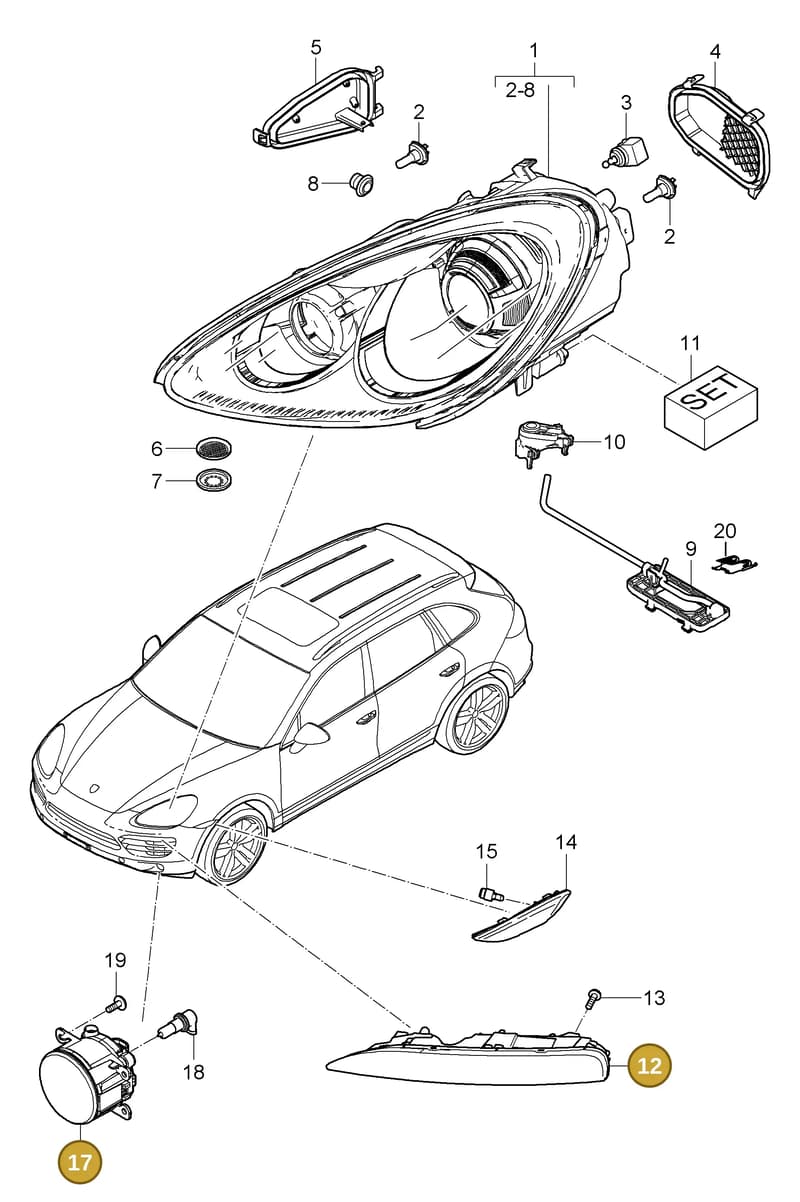 95863118100 — Porsche Cayenne (2010-2018) diagram p37905000, position 12+17