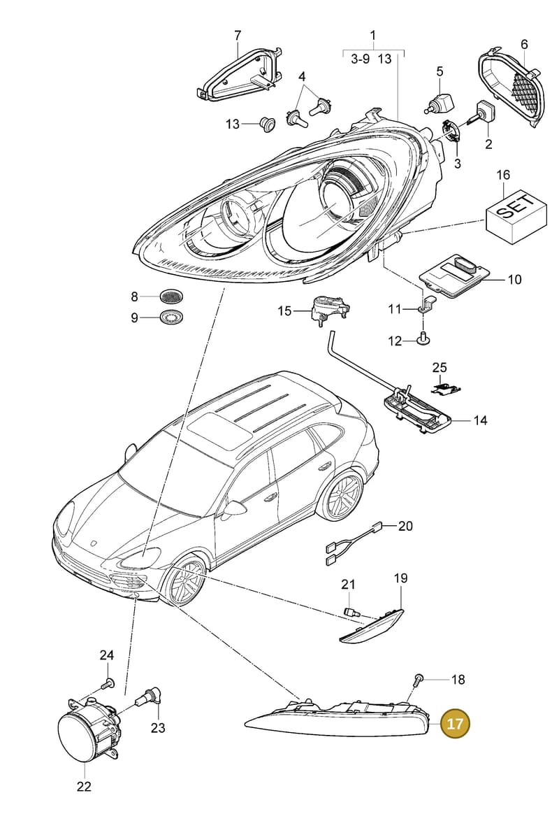 95863118210 — Porsche Cayenne (2010-2018) diagram p37905000, position 17