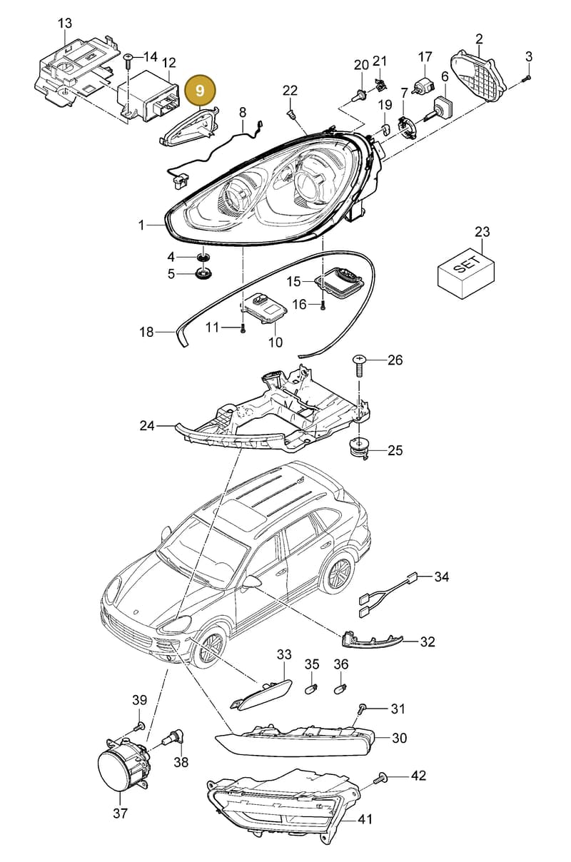95863160700 — Porsche Cayenne (2010-2018) diagram p37905000, position 9