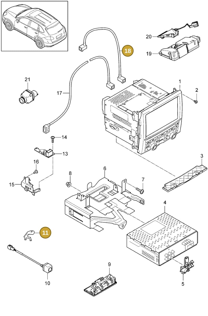 95864529700 — Porsche Cayenne (2010-2018) diagram p37911000, position 11+18