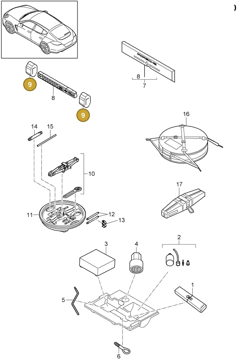 95870111900 — Porsche Panamera (2009-2016) diagram p35001000, position 9
