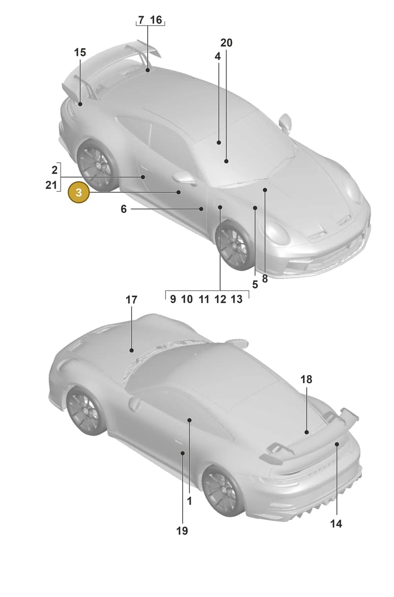 95870142110 — Porsche 911 (2021-2022) diagram p59003000, position 3