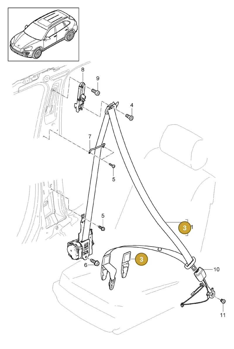 95880356300 — Porsche Cayenne (2010-2018) diagram p37812000, position 3