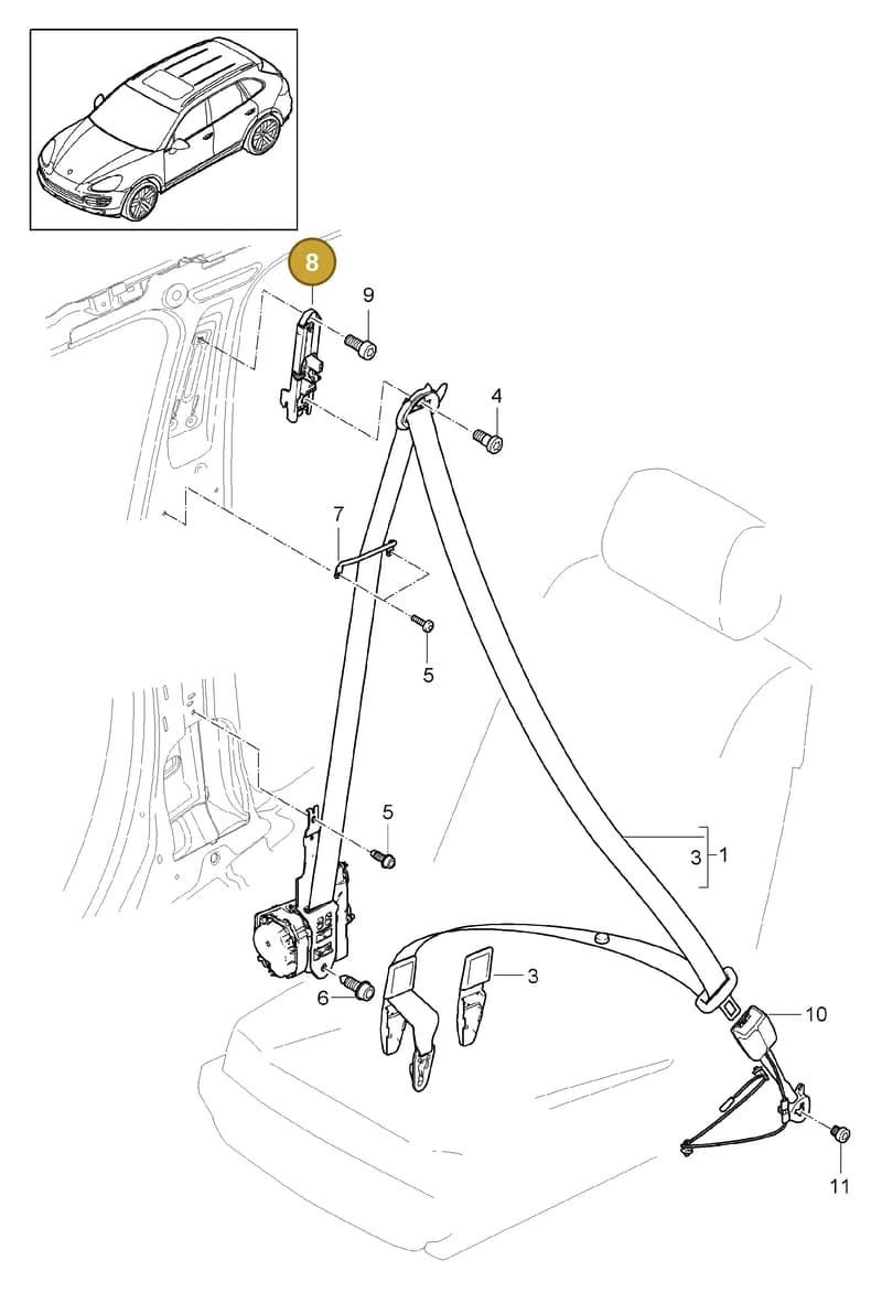 95880381900 — Porsche Cayenne (2010-2018) diagram p37812000, position 8