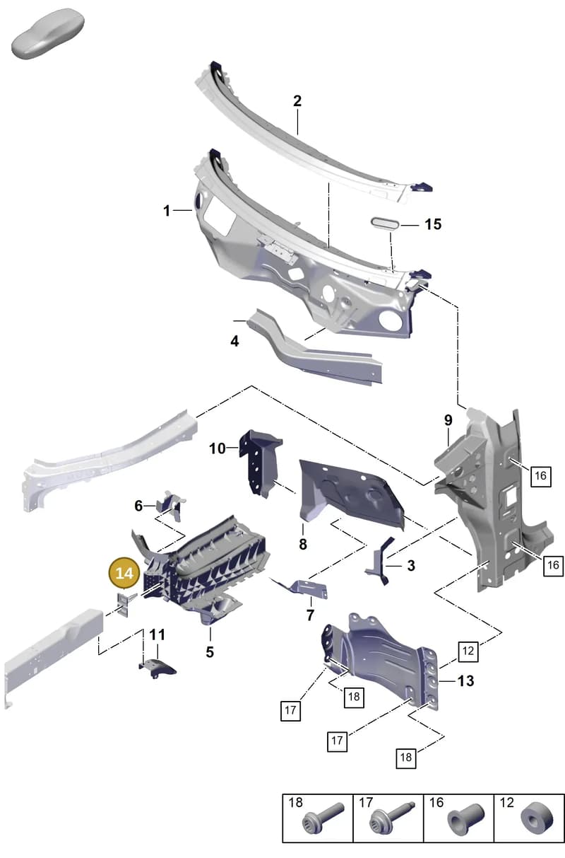 95880609701 — Porsche Cayenne Coupe (2023-2023) diagram p60801100, position 14