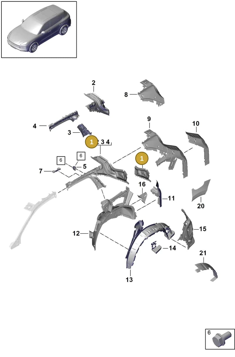 95880900900GRV — Porsche Cayenne (2017-2023) diagram p51801060, position 1