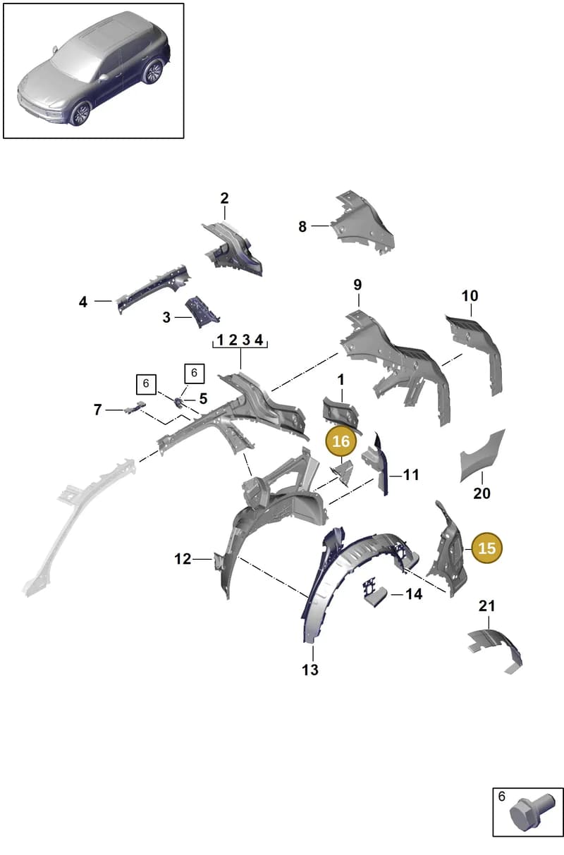 95880908100GRV — Porsche Cayenne (2017-2023) diagram p51801060, position 15+16