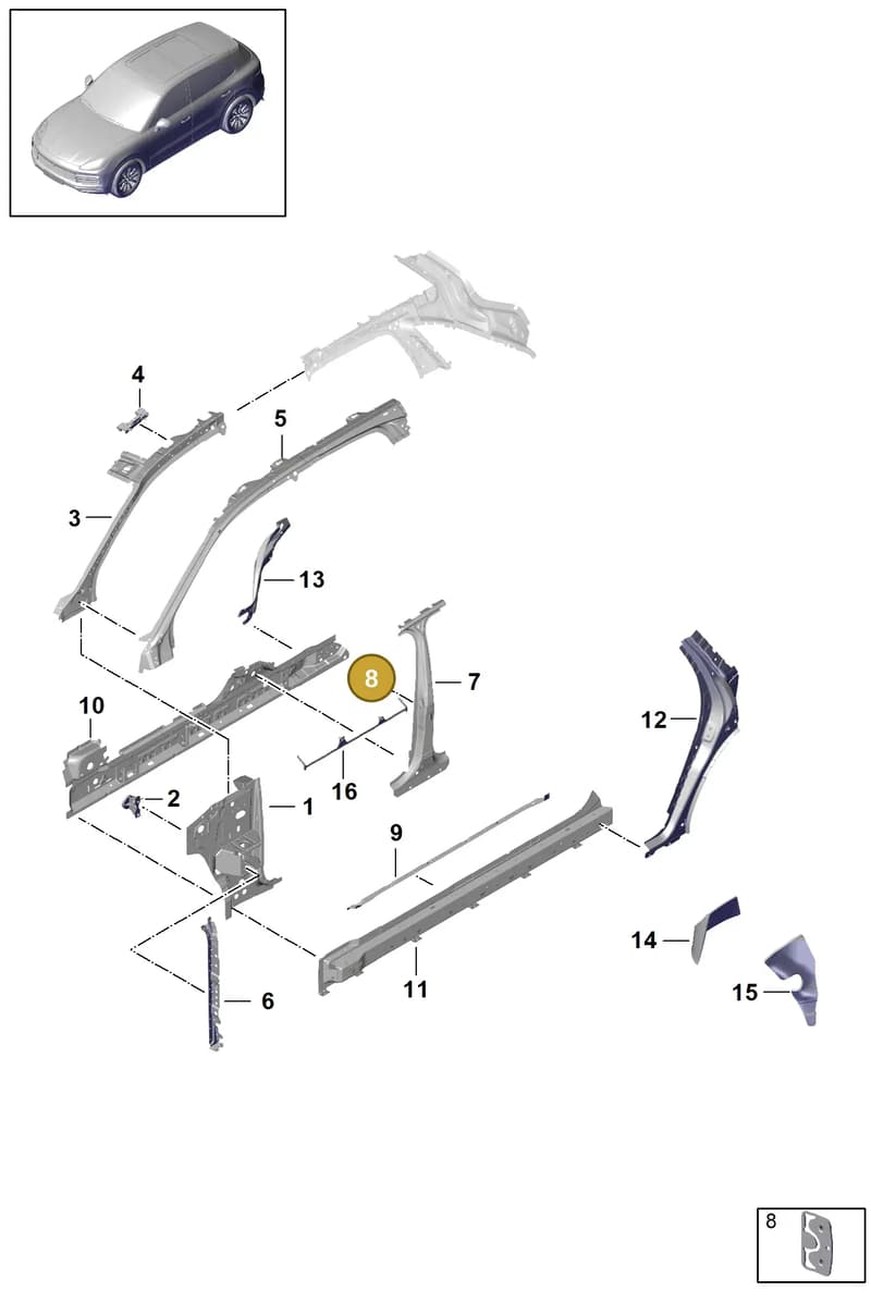 95880923700GRV — Porsche Cayenne (2017-2023) diagram p51801055, position 8