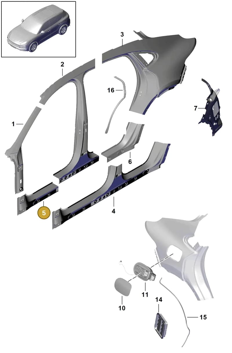 95880940300GRV — Porsche Cayenne (2017-2023) diagram p51801070, position 5