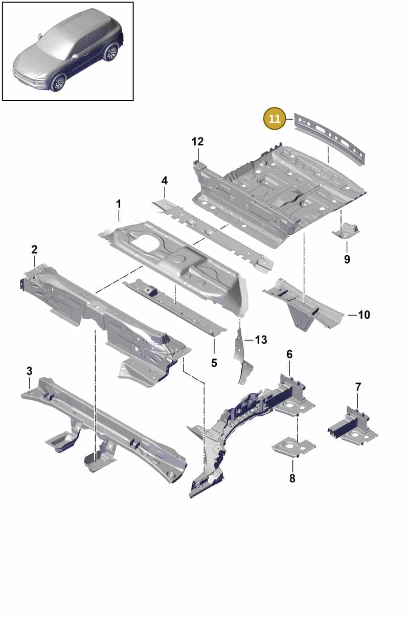 95881362500GRV — Porsche Cayenne (2017-2023) diagram p51801030, position 11