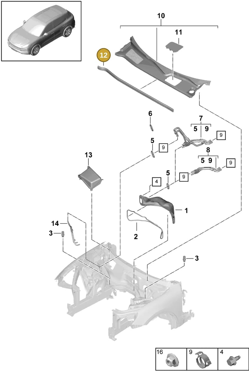 95882372300 — Porsche Cayenne (2017-2023) diagram p51813000, position 12