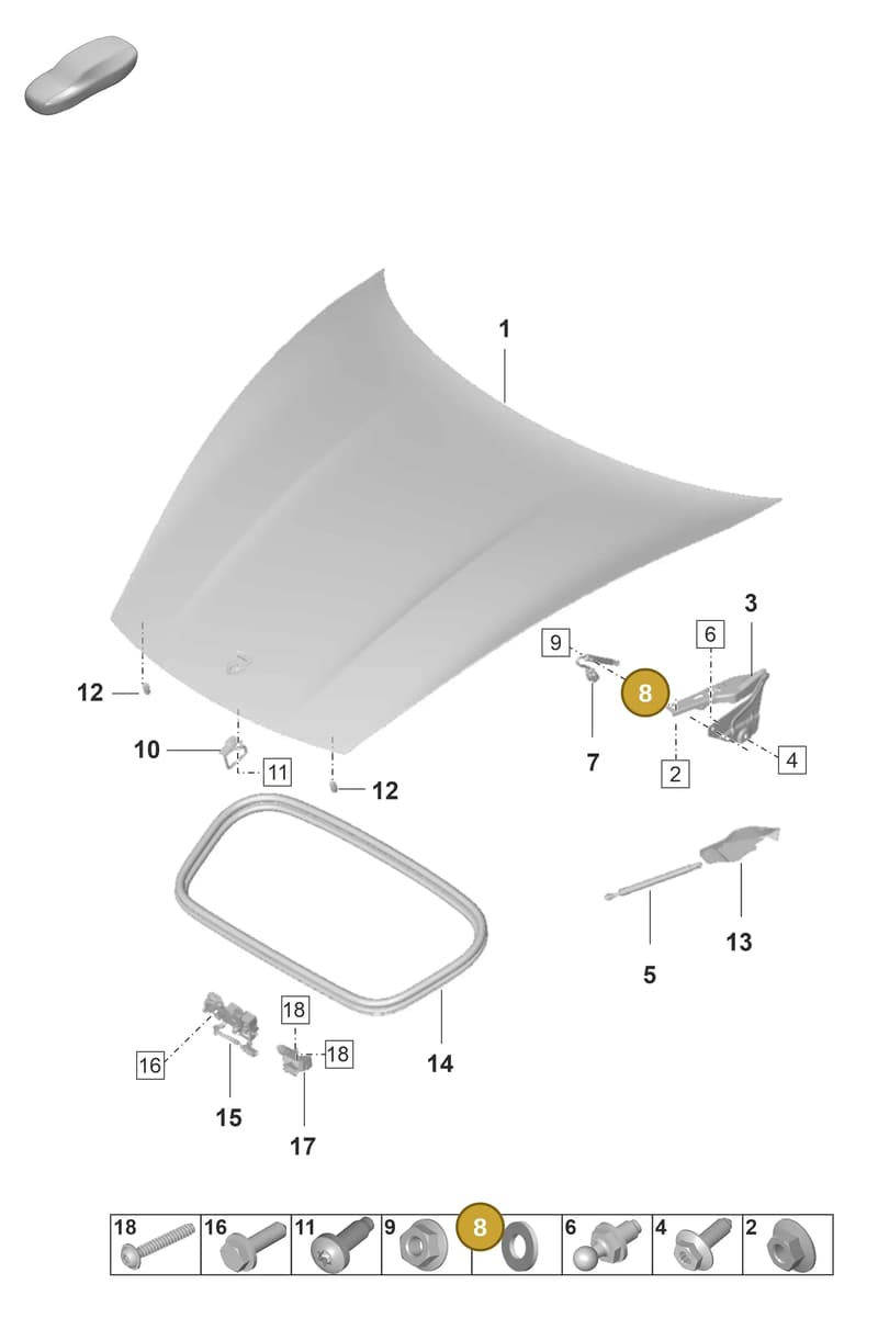 958823739 — Porsche Taycan Sport Turismo (2019-2024) diagram p56803000, position 8