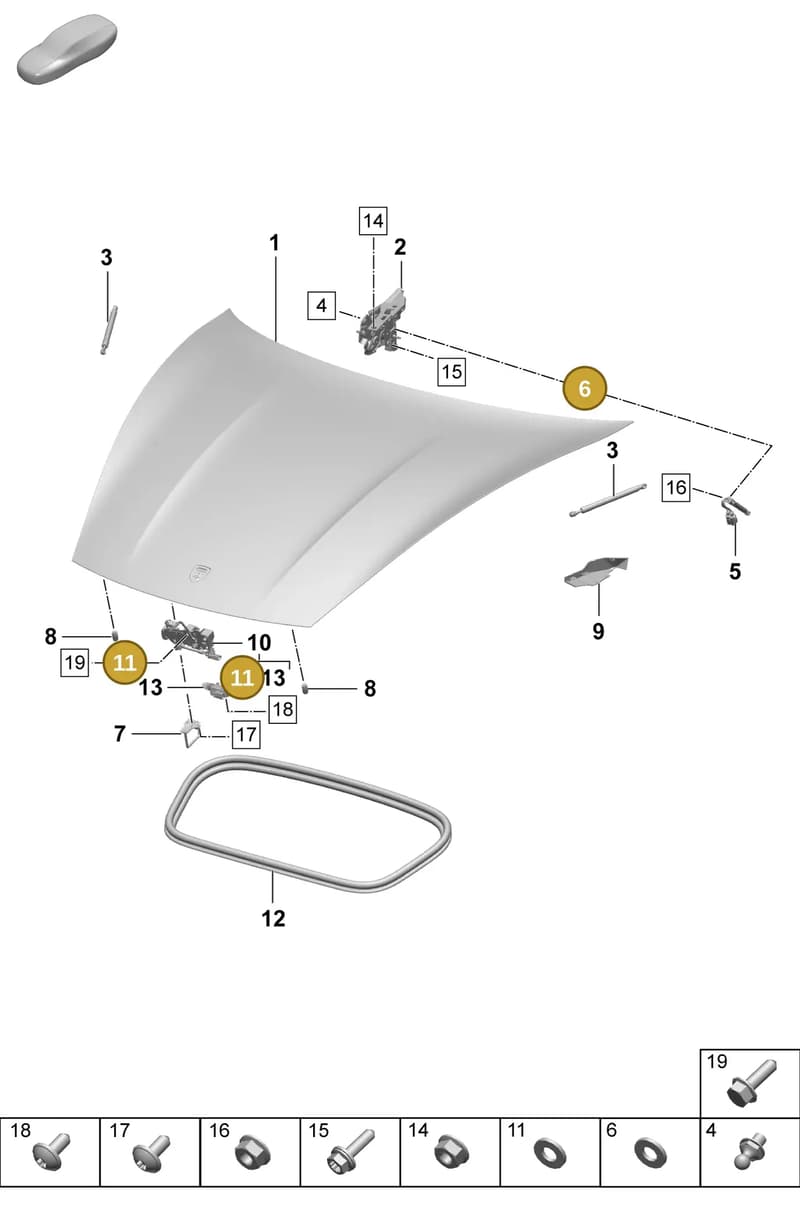 958823739 — Porsche Taycan Sport Turismo (2023-2025) diagram p64803000, position 6+11