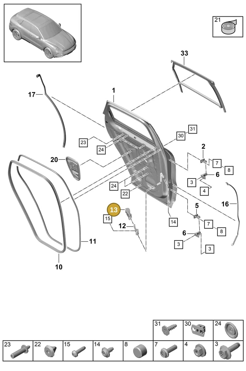 95883726700 — Porsche Cayenne (2017-2023) diagram p51804015, position 13