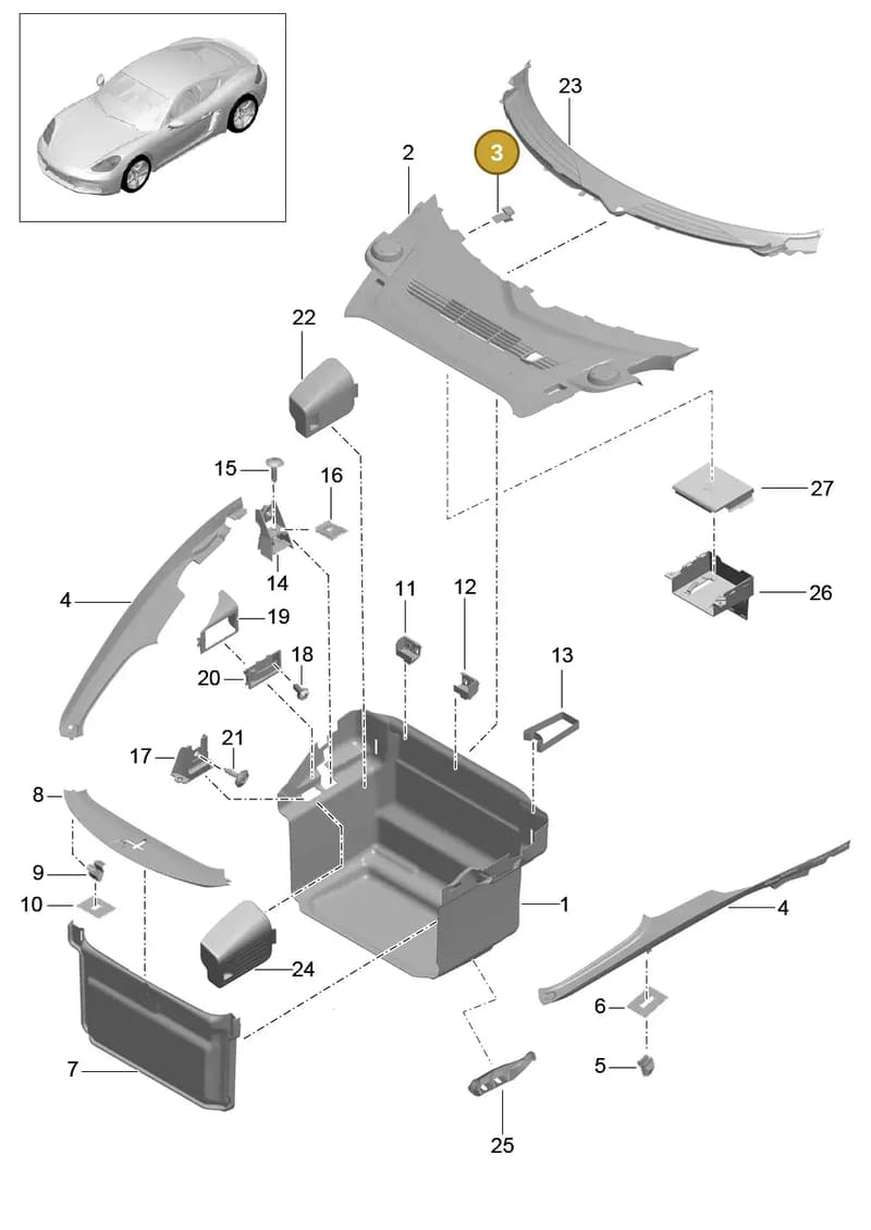 958867300 — Porsche Cayman (2016-2019) diagram p50807000, position 3