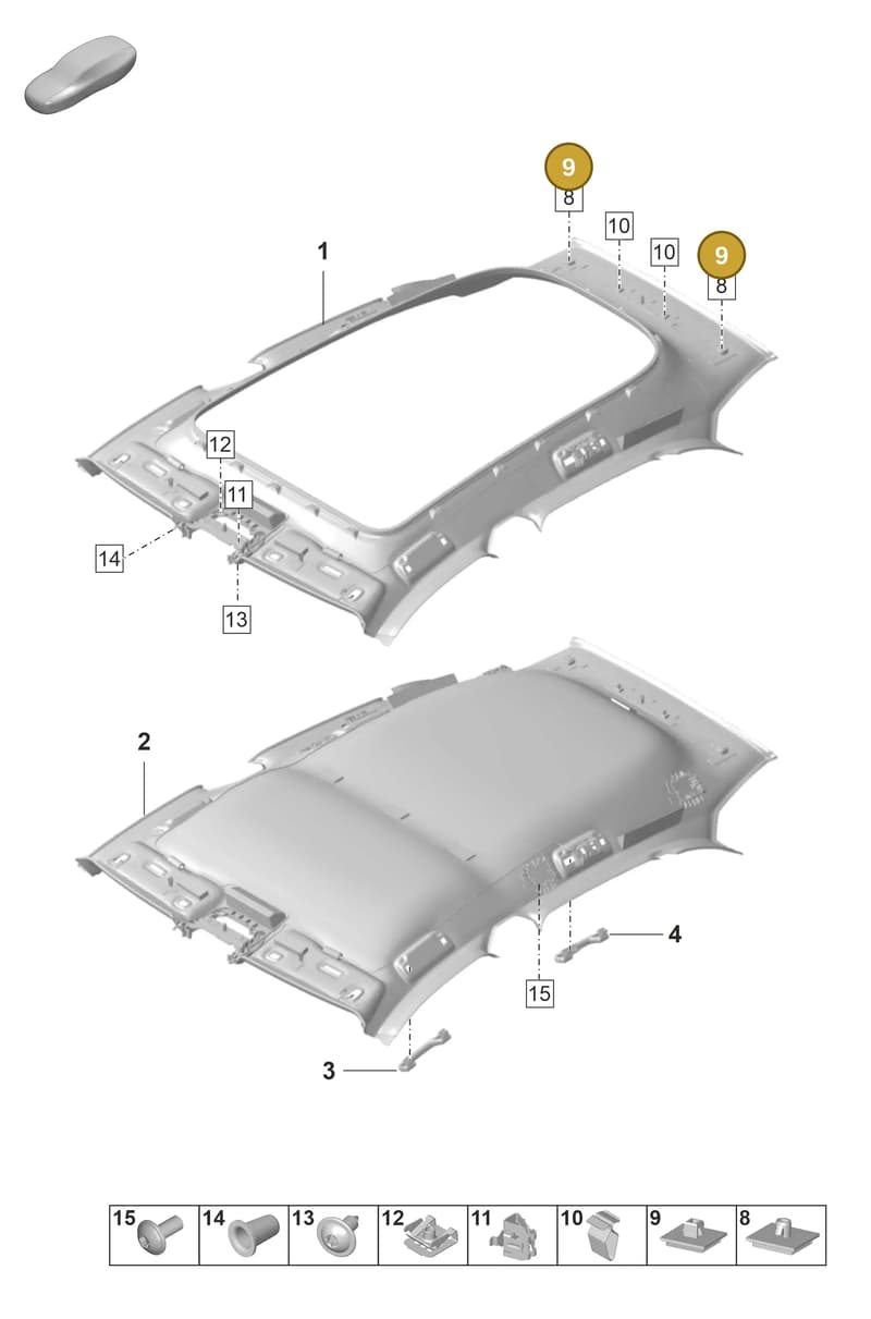 958867300 — Porsche Taycan Sport Turismo (2019-2024) diagram p56807425, position 9