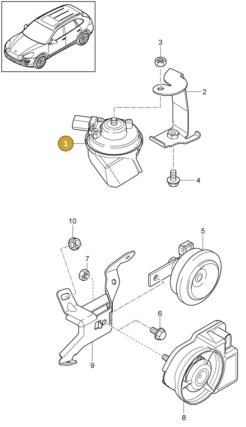 958868404F — Porsche Cayenne (2010-2018) diagram p37903000, position 1