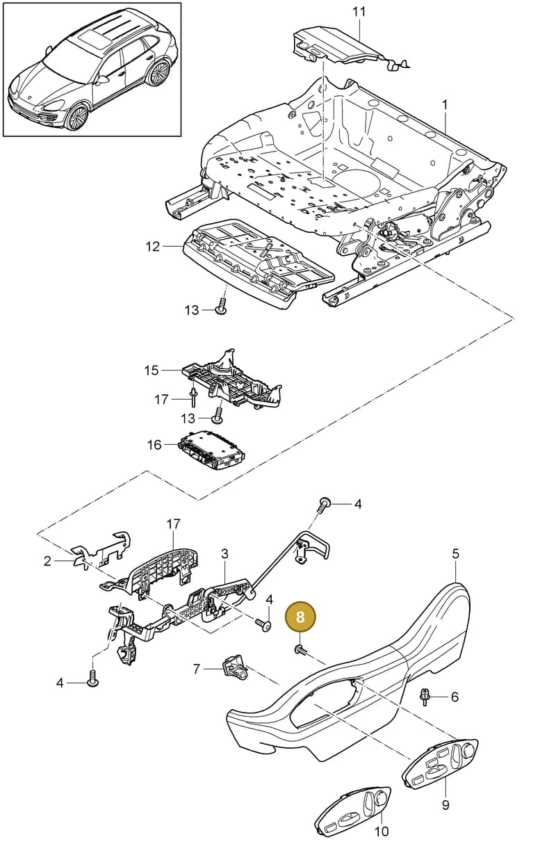 958881405D0F — Porsche Cayenne (2010-2018) diagram p37817010, position 8