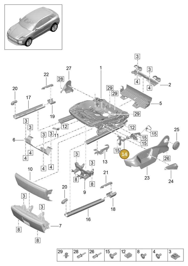 958881559 — Porsche Macan (2018-2022) diagram p52817100, position 14