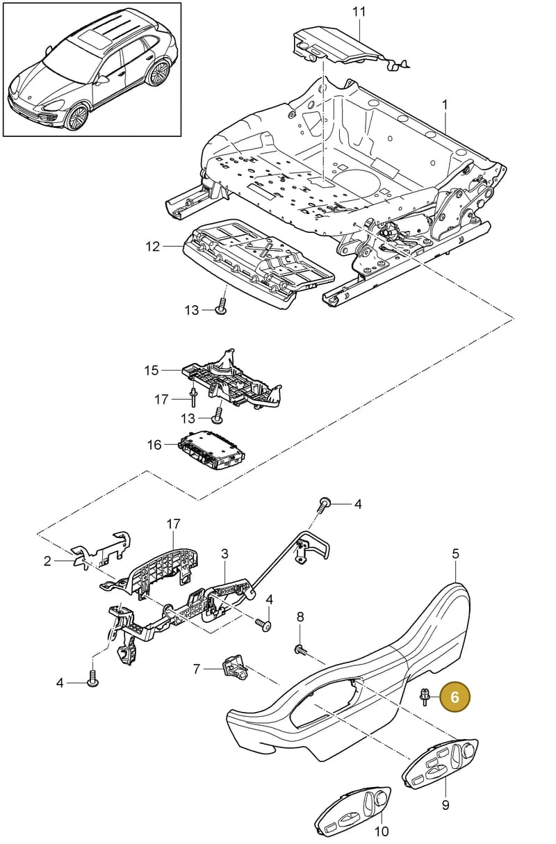 958881806D0F — Porsche Cayenne (2010-2018) diagram p37817010, position 6