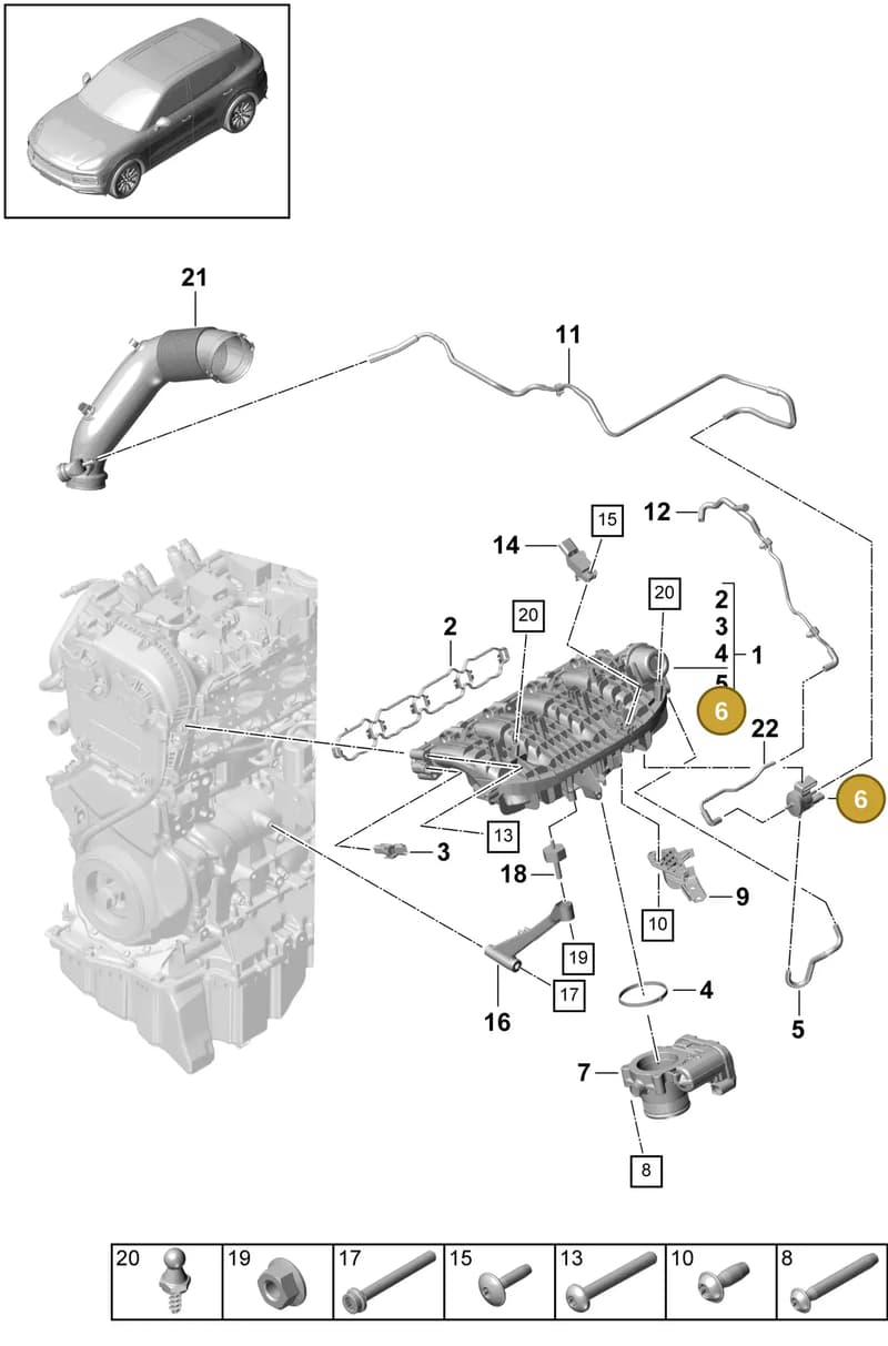 95890628310 — Porsche Cayenne (2017-2023) diagram p51107050, position 6