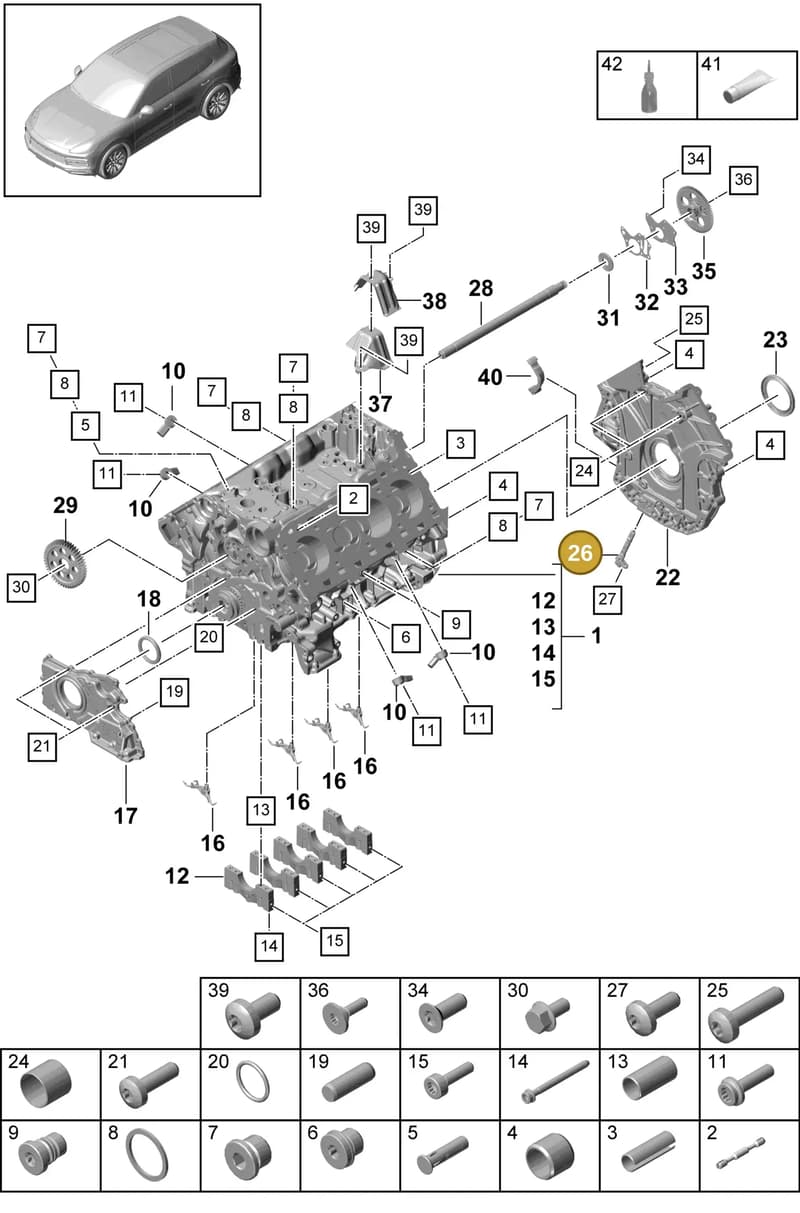 958906433 — Porsche Cayenne (2017-2023) diagram p51101050, position 26