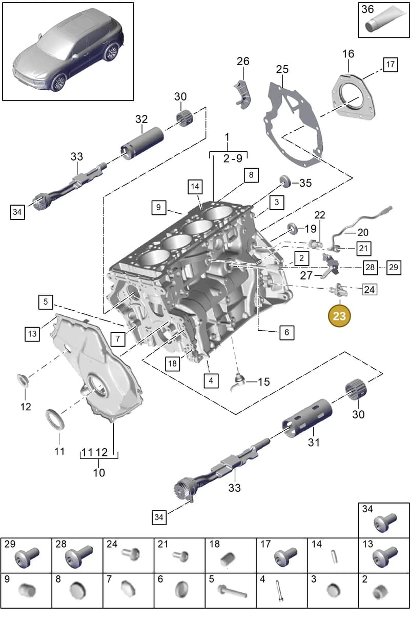 95890643302 — Porsche Cayenne (2017-2023) diagram p51101060, position 23
