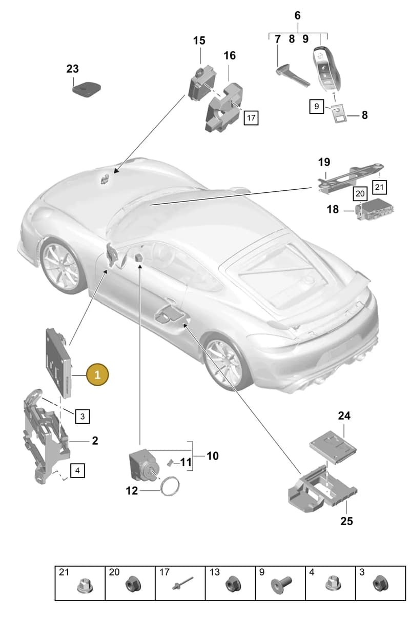958907064E — Porsche Cayman (2019-2022) diagram p55901040, position 1